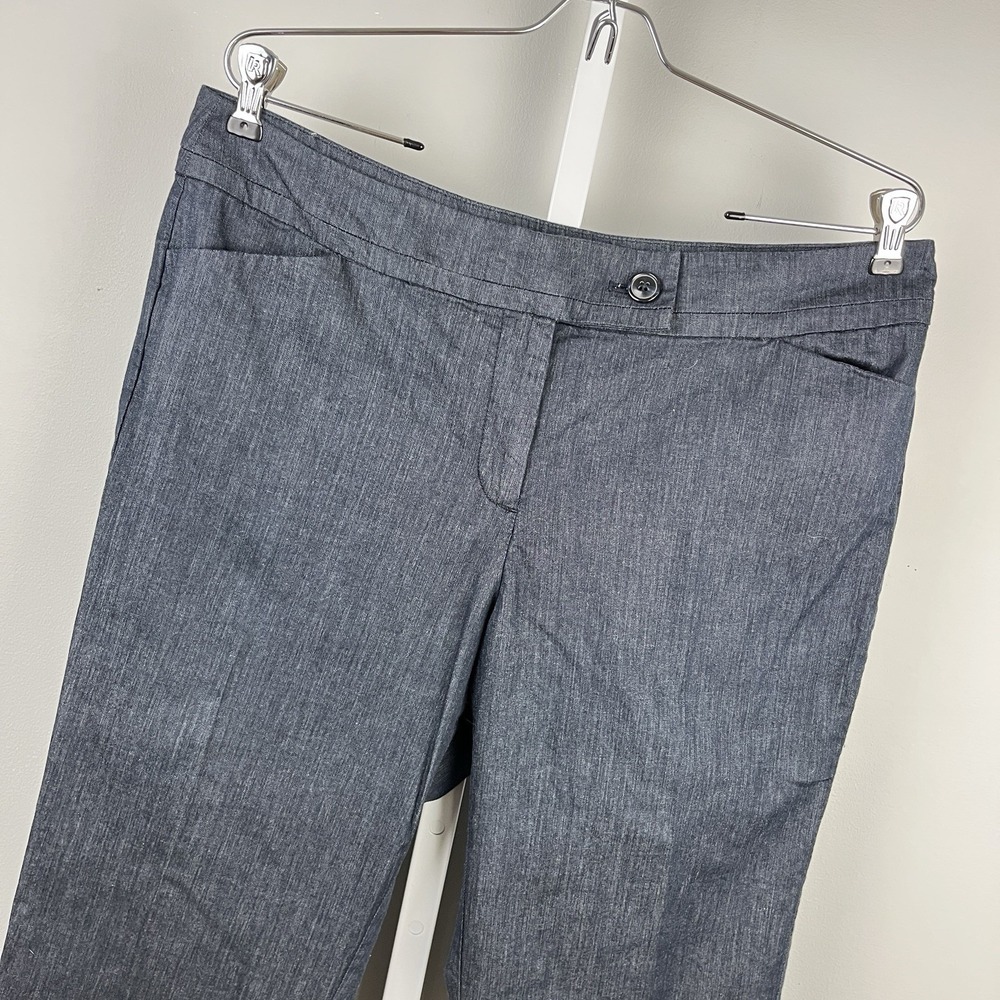 Ann Taylor Signature Cropped Chambray Pants Womens 12 Dark‎ Blue Stretch Cotton